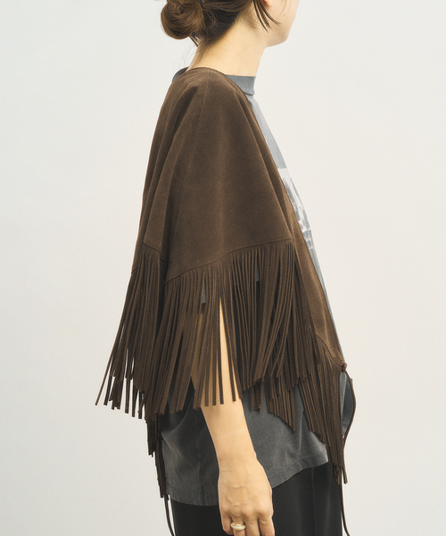 plage(プラージュ)の「LEFIJE / レフィエ 別注 FRINGE ストール(ストール/ショール・レディース・ブラウン系その他・FREE)」の5枚目の写真