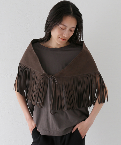 plage(プラージュ)の「LEFIJE / レフィエ 別注 FRINGE ストール(ストール/ショール・レディース・ブラウン系その他・FREE)」の11枚目の写真
