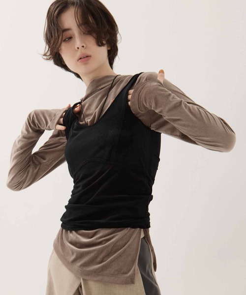 aeStudio Doe キャミソール STUDIOUS/ステュディオス】VELOUR CUPIN HALTER NECK CAMISOLE
