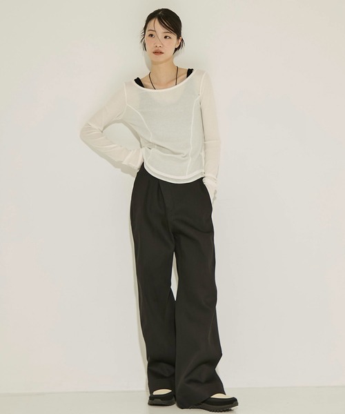 STUDIOUS（ステュディオス）の「【STUDIOUS/ステュディオス】VELOUR CUPIN HALTER　NECK CAMISOLE/ベロアカップインホルダーネックキャミソール（キャミソール・レディース・ブラック/グレー・1/2）」の7枚目の写真