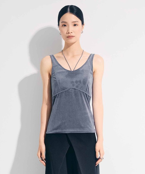 STUDIOUS（ステュディオス）の「【STUDIOUS/ステュディオス】VELOUR CUPIN HALTER　NECK CAMISOLE/ベロアカップインホルダーネックキャミソール（キャミソール・レディース・ブラック/グレー・1/2）」の18枚目の写真