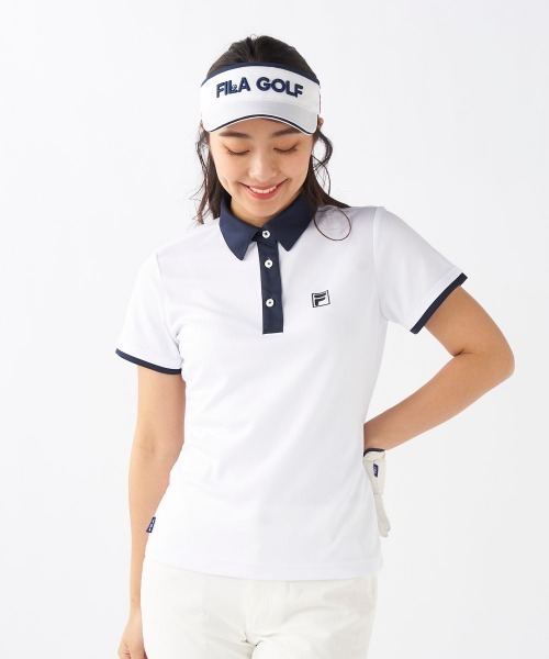 FILA GOLF(フィラゴルフ )の「【FILA GOLF/フィラゴルフ】レディースロゴ半袖シャツ ゴルフ(シャツ/ブラウス・レディース・ホワイト/ブラック/ネイビー・MEDIUM/LARGE/X-LARGE)」の2枚目の写真