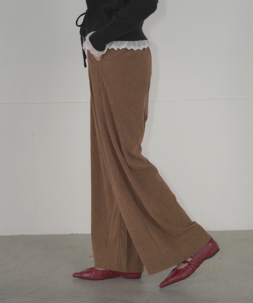Mirette（ミレット）の「タックワイドコーデュロイパンツ / Tuck Wide Corduroy Pants（その他パンツ・レディース・ライトブラウン/バーガンディー/ダークブラウン・SMALL/MEDIUM/LARGE）」の6枚目の写真