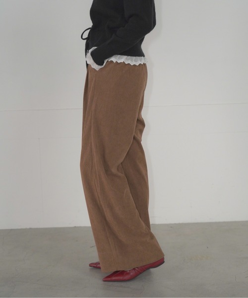 Mirette（ミレット）の「タックワイドコーデュロイパンツ / Tuck Wide Corduroy Pants（その他パンツ・レディース・ライトブラウン/バーガンディー/ダークブラウン・SMALL/MEDIUM/LARGE）」の7枚目の写真