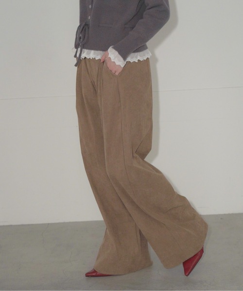 Mirette（ミレット）の「タックワイドコーデュロイパンツ / Tuck Wide Corduroy Pants（その他パンツ・レディース・ライトブラウン/バーガンディー/ダークブラウン・SMALL/MEDIUM/LARGE）」の19枚目の写真