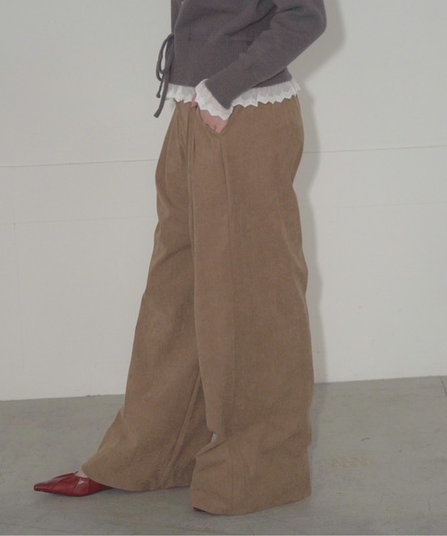 Mirette（ミレット）の「タックワイドコーデュロイパンツ / Tuck Wide Corduroy Pants（その他パンツ・レディース・ライトブラウン/バーガンディー/ダークブラウン・SMALL/MEDIUM/LARGE）」の20枚目の写真