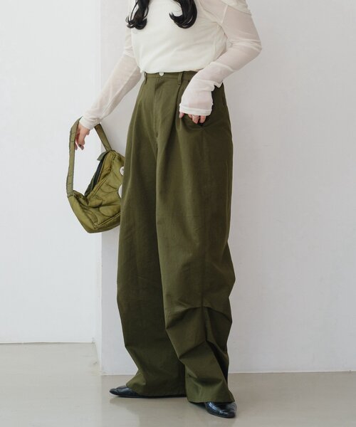 YAMADA企画/WEB限定/2サイズ展開】スーパーハイデザインタックパンツ