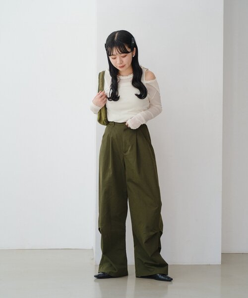 やまだ YAMADA企画/WEB限定/2サイズ展開】スーパーハイデザインタックパンツ