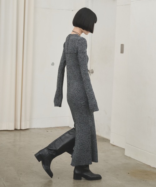 ビスチェデザインミックスニットロングワンピース（ワンピース）｜AIC