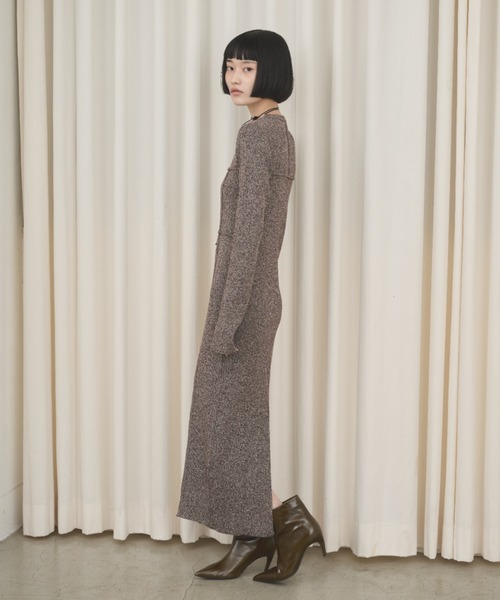 ビスチェデザインミックスニットロングワンピース（ワンピース）｜AIC