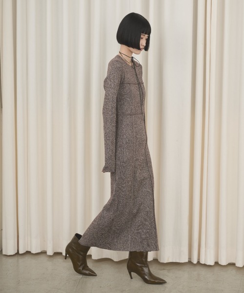 AIC.(エーアイシー)の「ビスチェデザインミックスニットロングワンピース(ワンピース・レディース・グレー/ブラウン・FREE)」の9枚目の写真