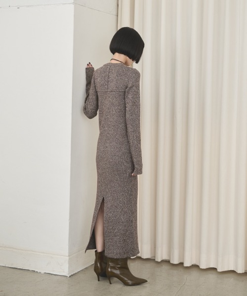 AIC.(エーアイシー)の「ビスチェデザインミックスニットロングワンピース(ワンピース・レディース・グレー/ブラウン・FREE)」の10枚目の写真