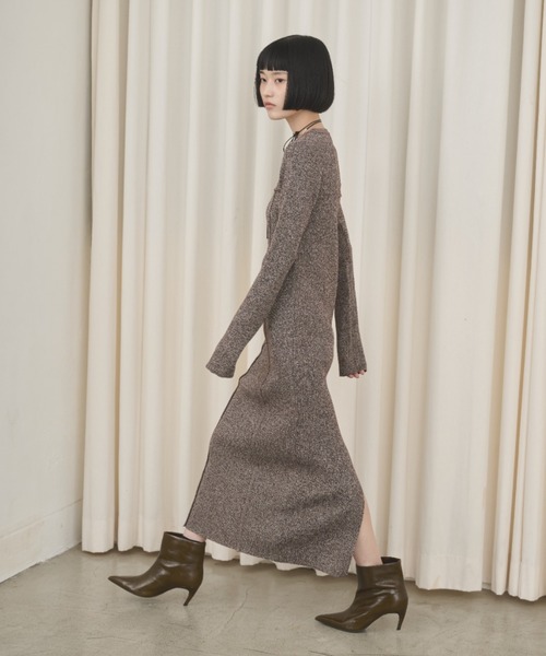 新品未使用❤️ビームス❤️毛混ニットロングワンピース❤️ ビスチェデザインミックスニットロングワンピース（ワンピース）｜AIC