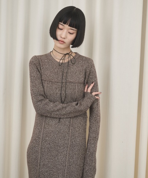 AIC.(エーアイシー)の「ビスチェデザインミックスニットロングワンピース(ワンピース・レディース・グレー/ブラウン・FREE)」の17枚目の写真
