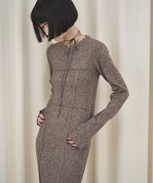 AIC.(エーアイシー)の「ビスチェデザインミックスニットロングワンピース(ワンピース・レディース・グレー/ブラウン・FREE)」の19枚目の写真