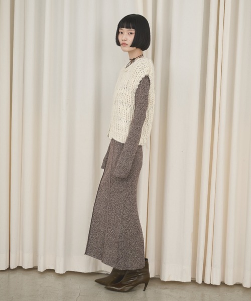 AIC.(エーアイシー)の「ビスチェデザインミックスニットロングワンピース(ワンピース・レディース・グレー/ブラウン・FREE)」の14枚目の写真