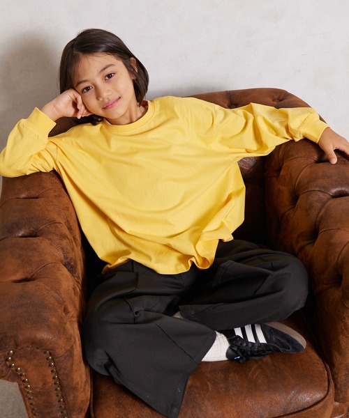 PAIRMANON STREET(ペアマノンストリート)の「【綿100%】無地 アソート 長袖 Tシャツ【PAIRMANON STREET】(Tシャツ/カットソー・キッズ・レッド/レッド系その他/ブラック/ブラック系その他/ベージュ/イエロー/ミント/ネイビー/ホワイト/ホワイト系その他・110/120/130/140/150/160/100/90)」の8枚目の写真