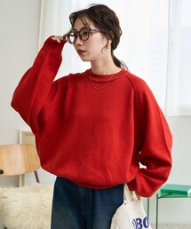 FREAK'S STORE(フリークスストア)の限定展開 スウェット ライク ラグラン ショート ニット プルオーバー(ニット/セーター)