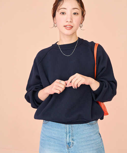 FREAK'S STORE（フリークスストア）の「限定展開　スウェット ライク ラグラン ショート ニット プルオーバー（ニット/セーター・レディース・ネイビー/グリーン/ピンク/ダークブラウン/ライトグレー/レッド/ブラック/ナチュラル・ﾌﾘ-）」の20枚目の写真