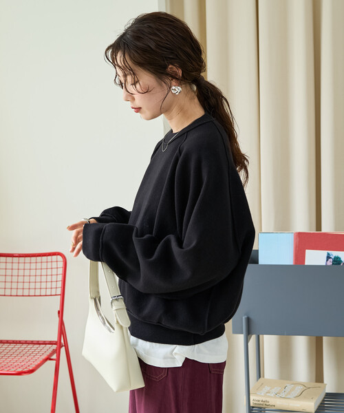 セール】限定展開 スウェット ライク ラグラン ショート ニット プル