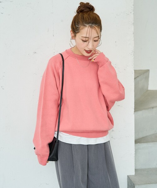 限定展開 スウェット ライク ラグラン ショート ニット プルオーバー