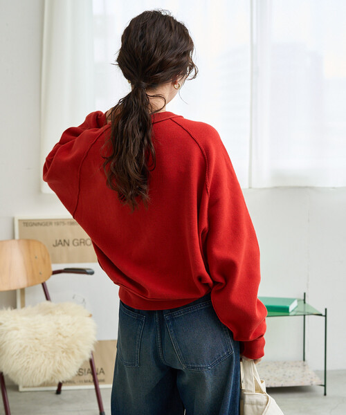 セール】限定展開 スウェット ライク ラグラン ショート ニット プル