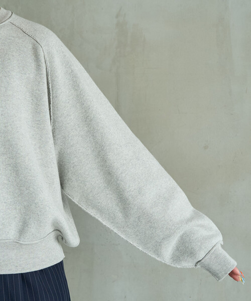 FREAK'S STORE（フリークスストア）の「限定展開　スウェット ライク ラグラン ショート ニット プルオーバー（ニット/セーター・レディース・ネイビー/グリーン/ピンク/ダークブラウン/ライトグレー/レッド/ブラック/ナチュラル・ﾌﾘ-）」の9枚目の写真