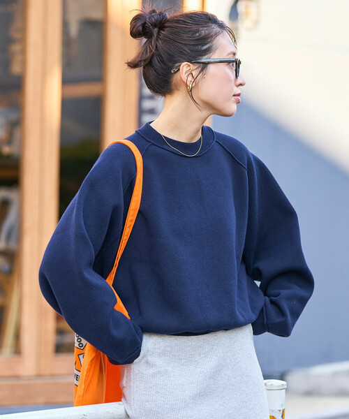 FREAK'S STORE（フリークスストア）の「限定展開　スウェット ライク ラグラン ショート ニット プルオーバー（ニット/セーター・レディース・ネイビー/グリーン/ピンク/ダークブラウン/ライトグレー/レッド/ブラック/ナチュラル・ﾌﾘ-）」の17枚目の写真