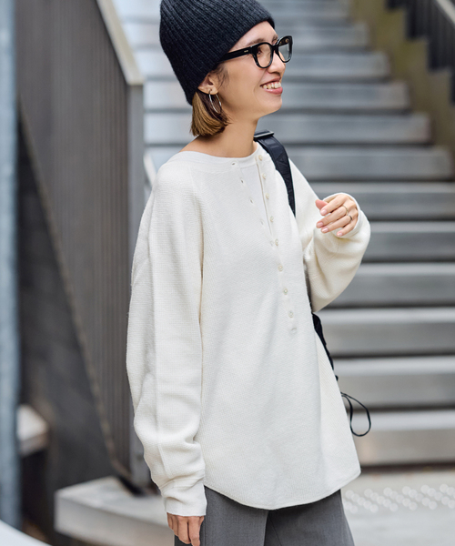 ≪WEB限定追加≫ウールワッフルヘンリーネック（ニット/セーター