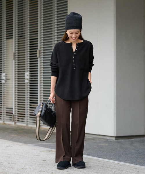 セール】≪WEB限定追加≫ウールワッフルヘンリーネック（ニット