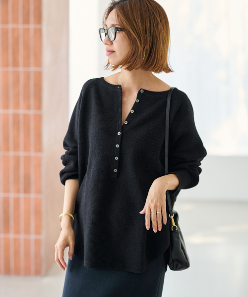 FRAMeWORK ワッフルヘンリーニット セーター FRAMeWORK｜≪WEB限定追加≫ウールワッフルヘンリーネック | Rakuten