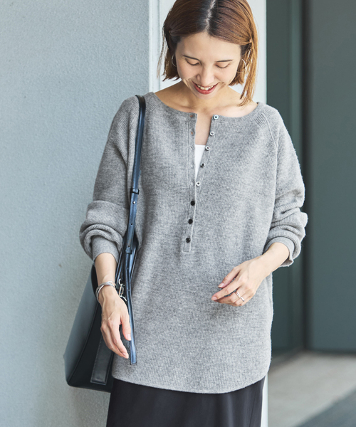 FRAMeWORK ワッフルヘンリーニット セーター セール】≪WEB限定追加≫ウールワッフルヘンリーネック（ニット