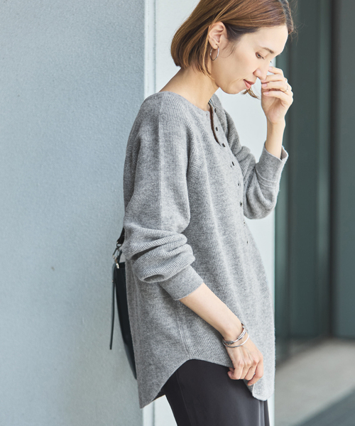 ≪WEB限定追加≫ウールワッフルヘンリーネック（ニット/セーター