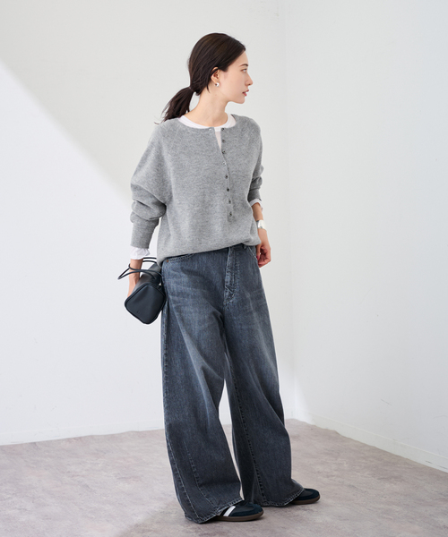 ≪WEB限定追加≫ウールワッフルヘンリーネック（ニット/セーター