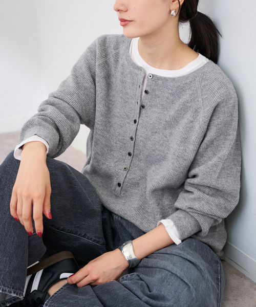 ≪WEB限定追加≫ウールワッフルヘンリーネック（ニット/セーター