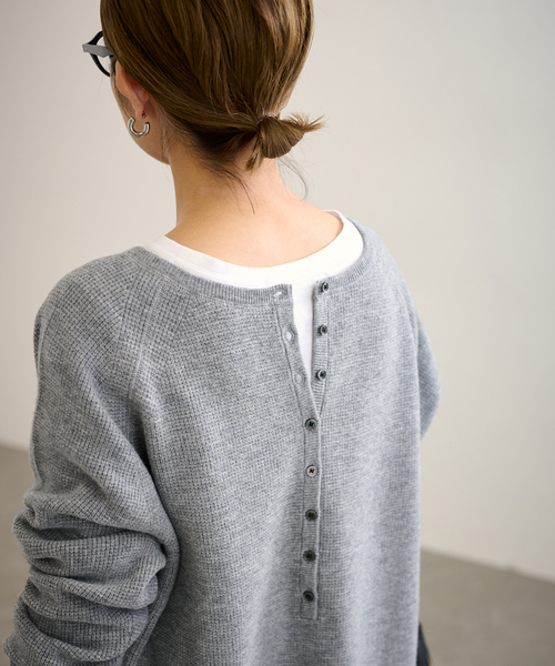≪WEB限定追加≫ウールワッフルヘンリーネック（ニット/セーター