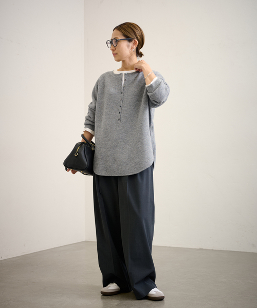 FRAMeWORK ワッフルヘンリーニット セーター セール】≪WEB限定追加≫ウールワッフルヘンリーネック（ニット