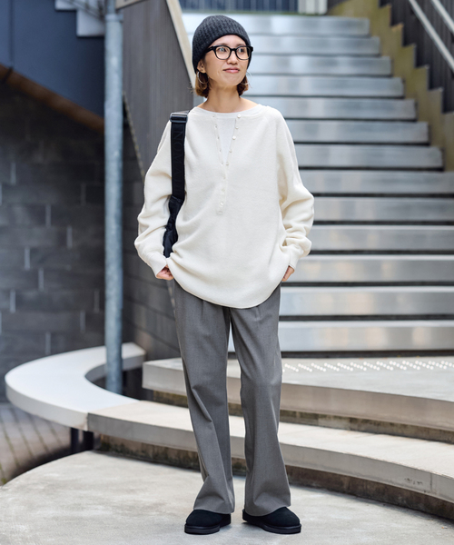 ≪WEB限定追加≫ウールワッフルヘンリーネック（ニット/セーター