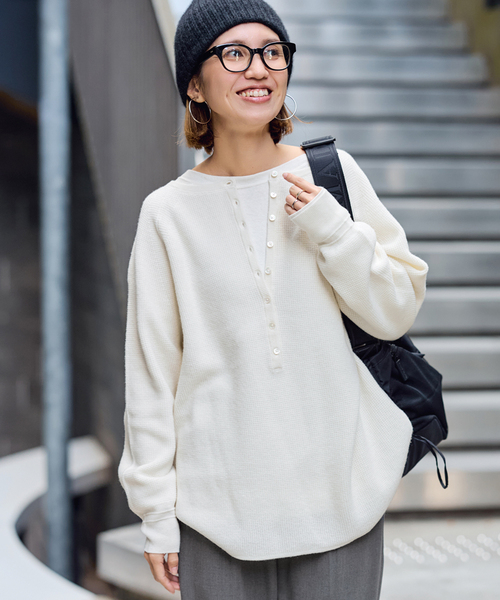 セール】≪WEB限定追加≫ウールワッフルヘンリーネック（ニット