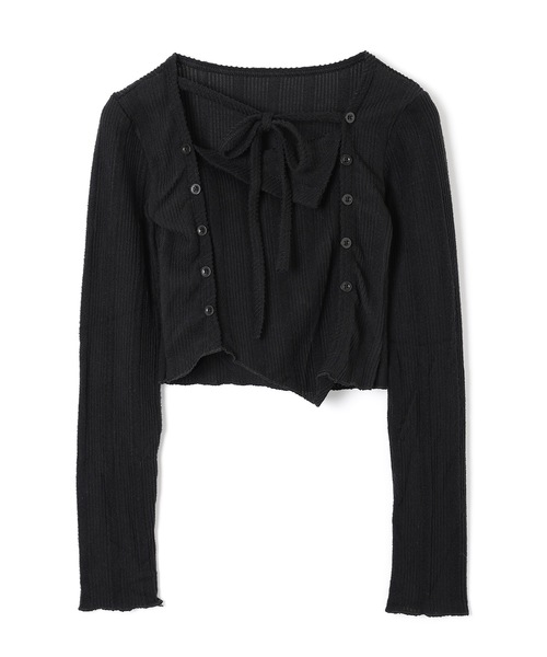 M DOLLY(エムドリー)の「asymmetric perla kint tops / アシンメトリーペルラニットトップス(ニット/セーター・レディース・ブラック/ベージュ・FREE)」の12枚目の写真