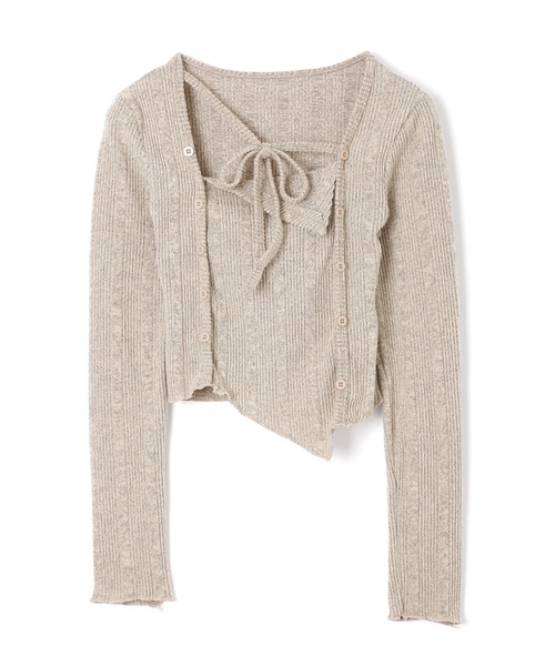 M DOLLY(エムドリー)の「asymmetric perla kint tops / アシンメトリーペルラニットトップス(ニット/セーター・レディース・ブラック/ベージュ・FREE)」の13枚目の写真