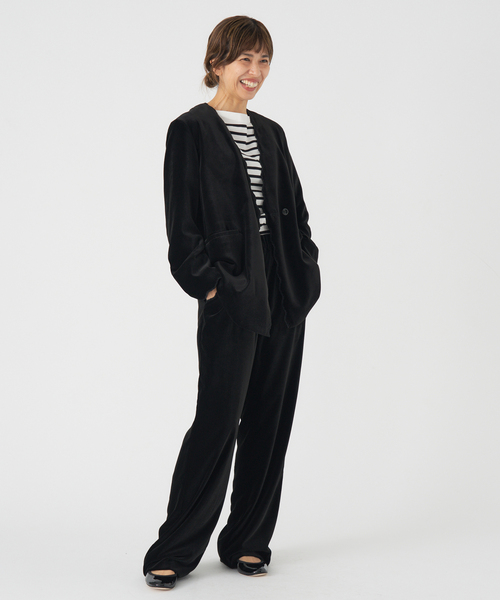 IENA スカラップドベルベットジャケット スカラップドベルベットジャケット（ノーカラージャケット）｜IENA