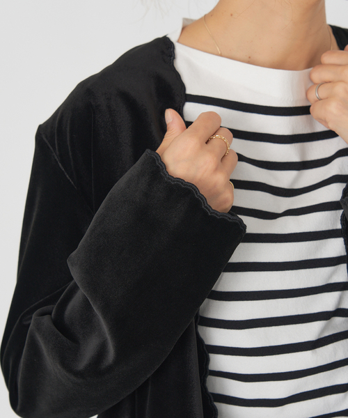 スカラップドベルベットジャケット（ノーカラージャケット）｜IENA