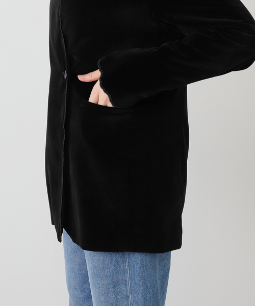 IENA スカラップドベルベットジャケット スカラップドベルベットジャケット（ノーカラージャケット）｜IENA