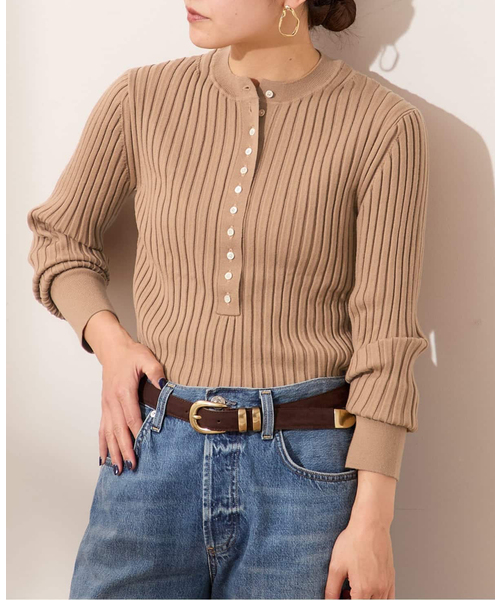 セール】リブヘンリーネックプルオーバー（ニット/セーター）｜journal