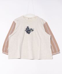 スモールウェーブボイルロックローズ刺繍カットソー（Tシャツ