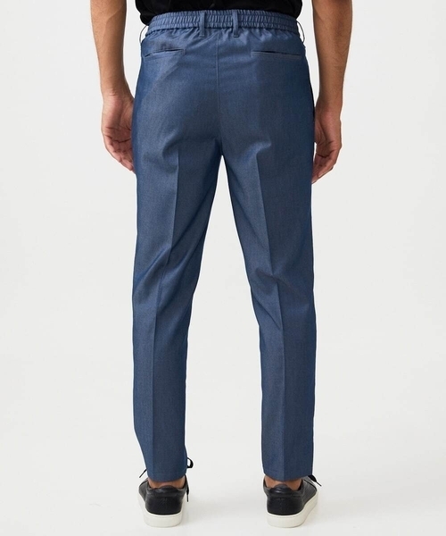 MICHEL KLEIN HOMME   （ミッシェルクランオム）の「【セットアップ】デニム調ワンタックイージーパンツ（スラックス・メンズ・ブルー/ブラック・MEDIUM/LARGE/X-LARGE）」の6枚目の写真