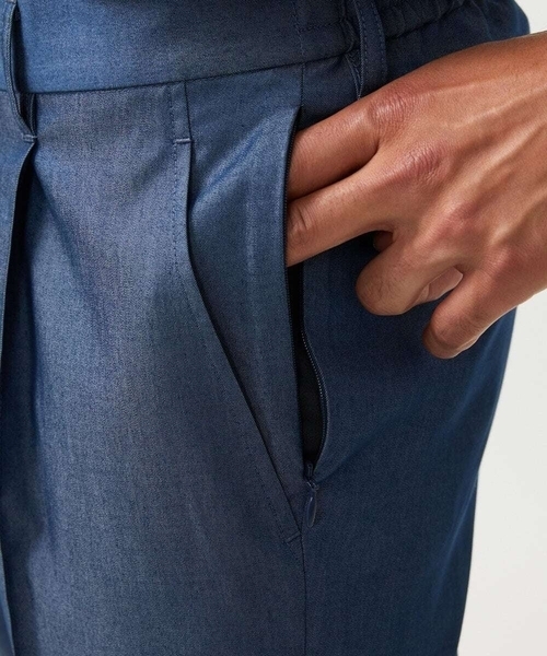 MICHEL KLEIN HOMME   （ミッシェルクランオム）の「【セットアップ】デニム調ワンタックイージーパンツ（スラックス・メンズ・ブルー/ブラック・MEDIUM/LARGE/X-LARGE）」の16枚目の写真