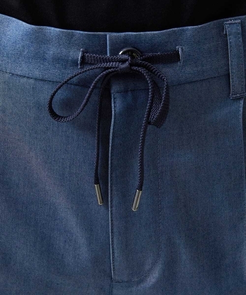MICHEL KLEIN HOMME   （ミッシェルクランオム）の「【セットアップ】デニム調ワンタックイージーパンツ（スラックス・メンズ・ブルー/ブラック・MEDIUM/LARGE/X-LARGE）」の9枚目の写真