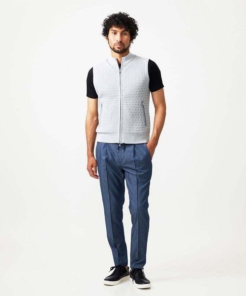 MICHEL KLEIN HOMME   （ミッシェルクランオム）の「【セットアップ】デニム調ワンタックイージーパンツ（スラックス・メンズ・ブルー/ブラック・MEDIUM/LARGE/X-LARGE）」の15枚目の写真